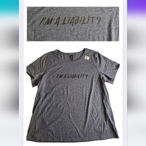 NWT 2X "I'm A Liability" Tee Heathered Blue 2672-Ae